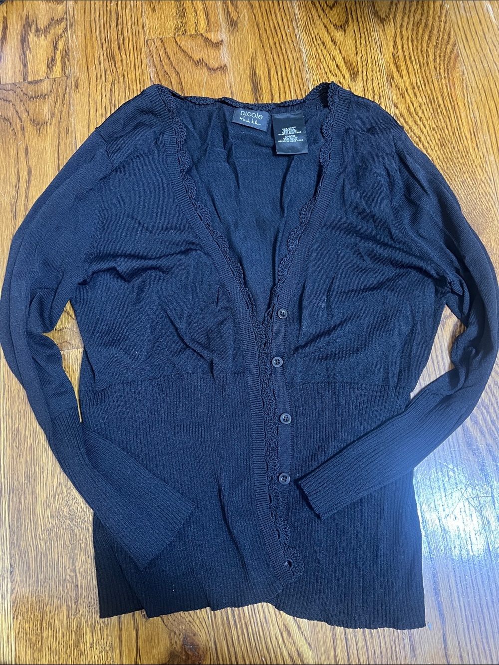 Nicole Black V-Neck Button-Front Cardigan